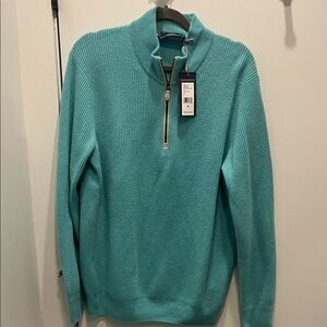 Vineyard Vines Men's Aqua Zip-Up Sweater